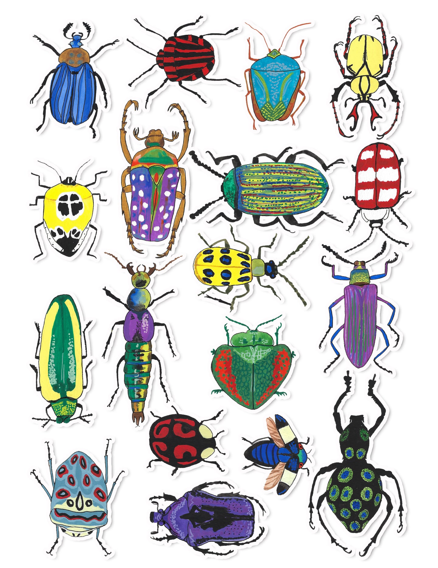Beetles Art Sticker Set