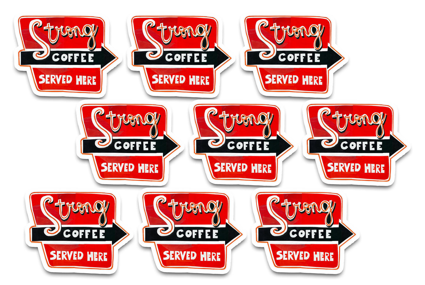 Strong Coffee Served Here Sign Art Sticker Set