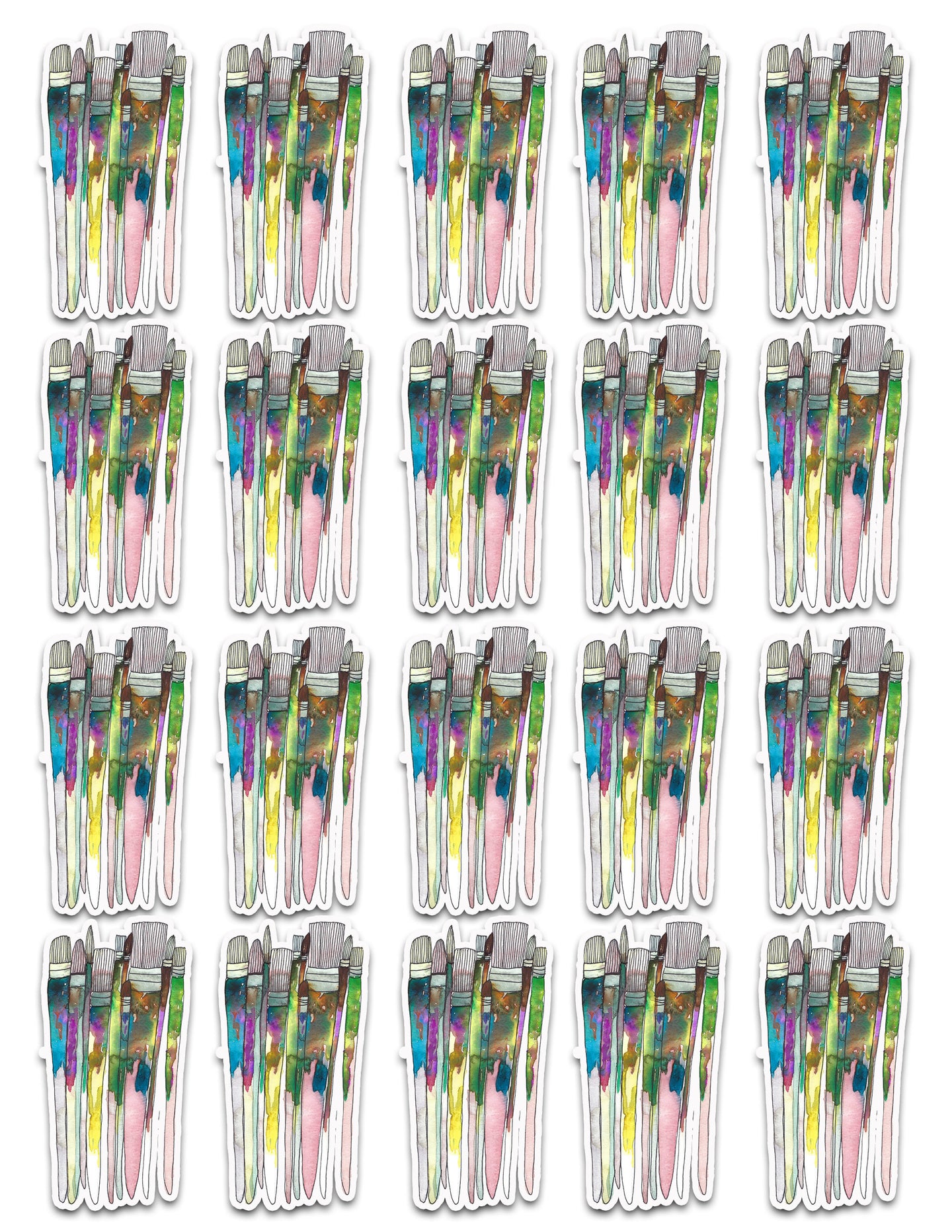Paintbrushes Watercolor and Ink Sticker Set