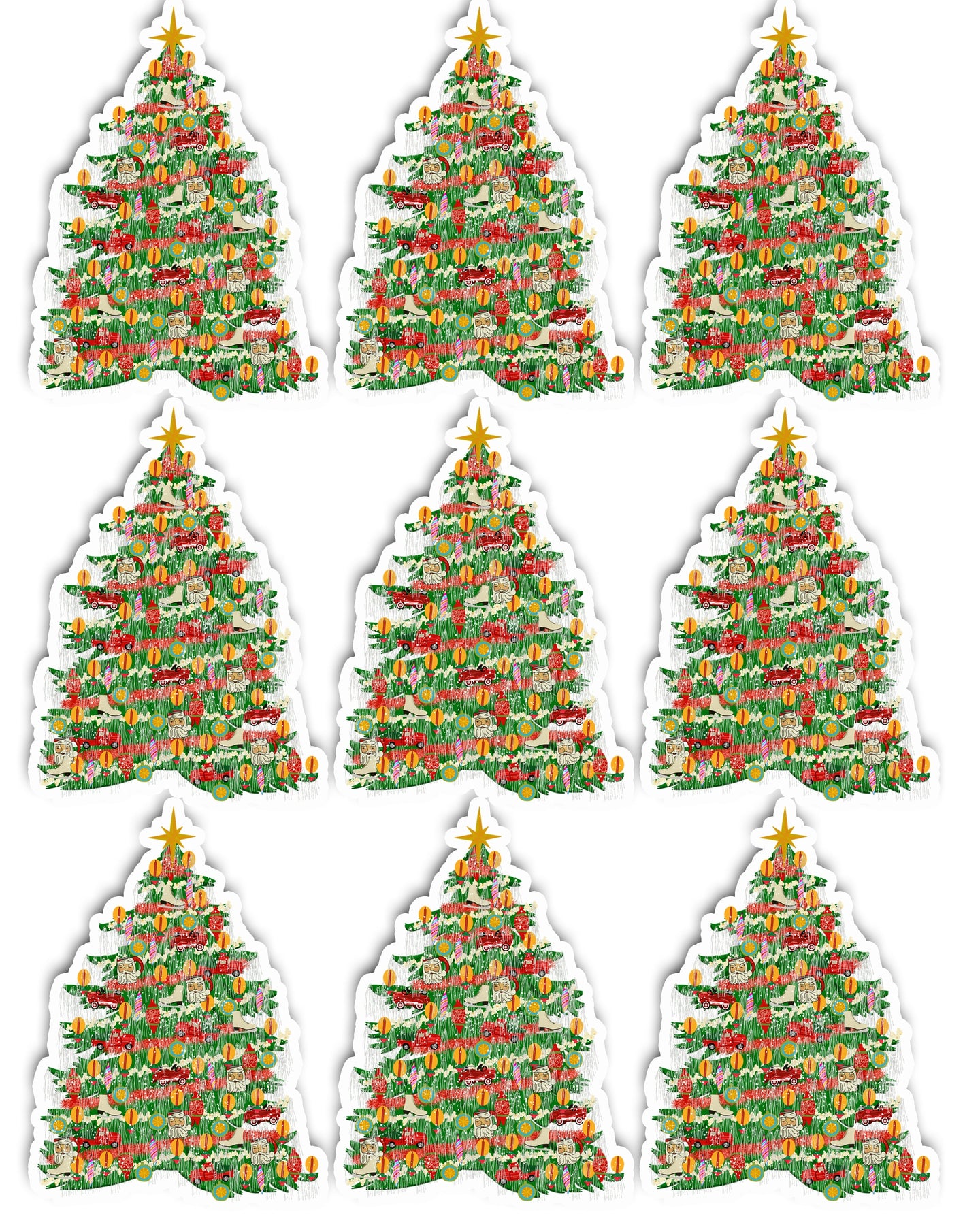 Tinsel Overload Christmas Tree Art Sticker Set