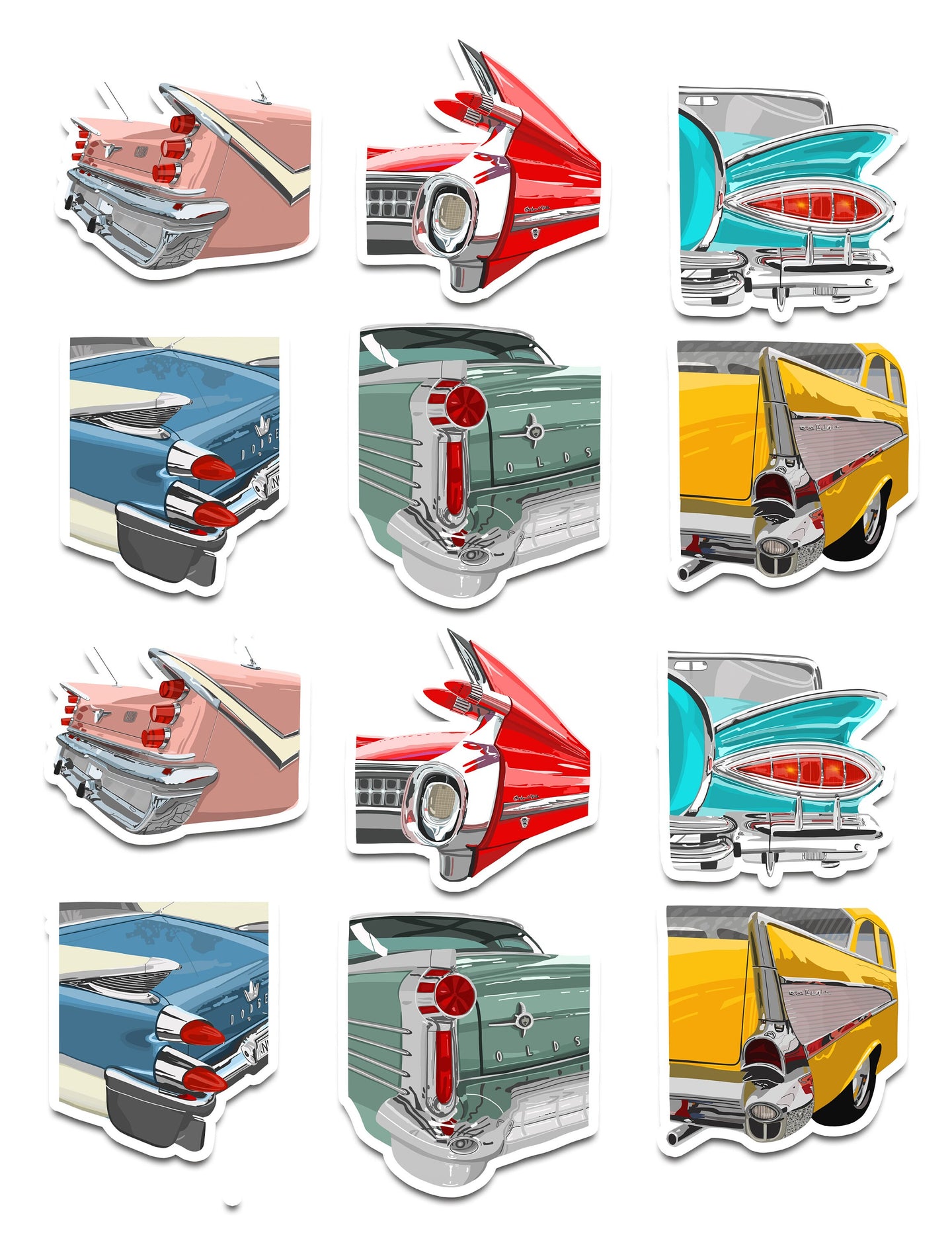 Classic Cars Sticker Set