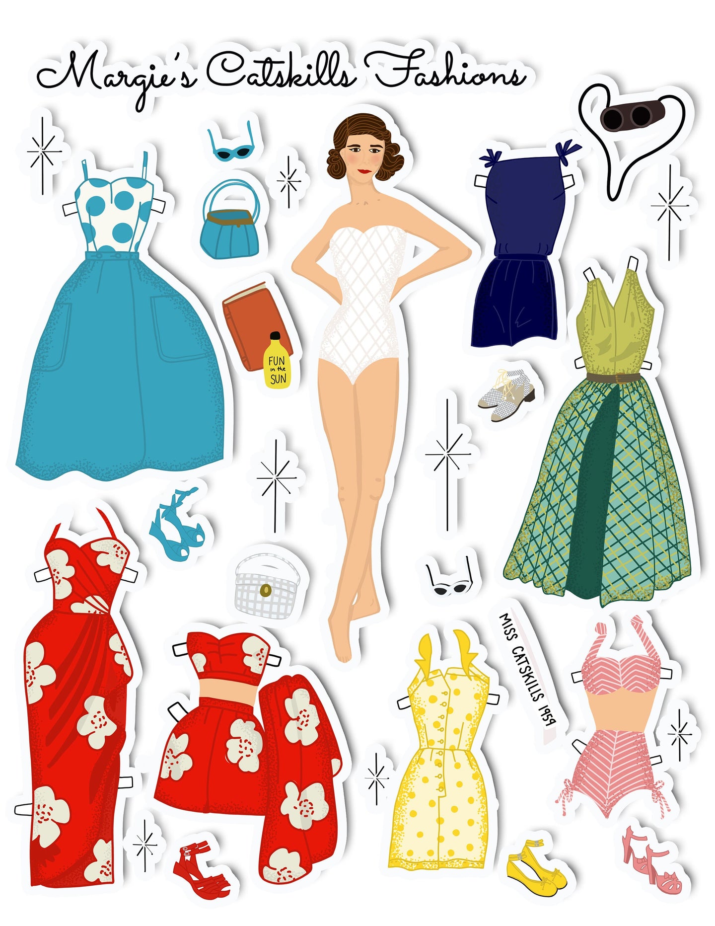 Margie's Catskills Fashions Paperdoll Art Sticker Set