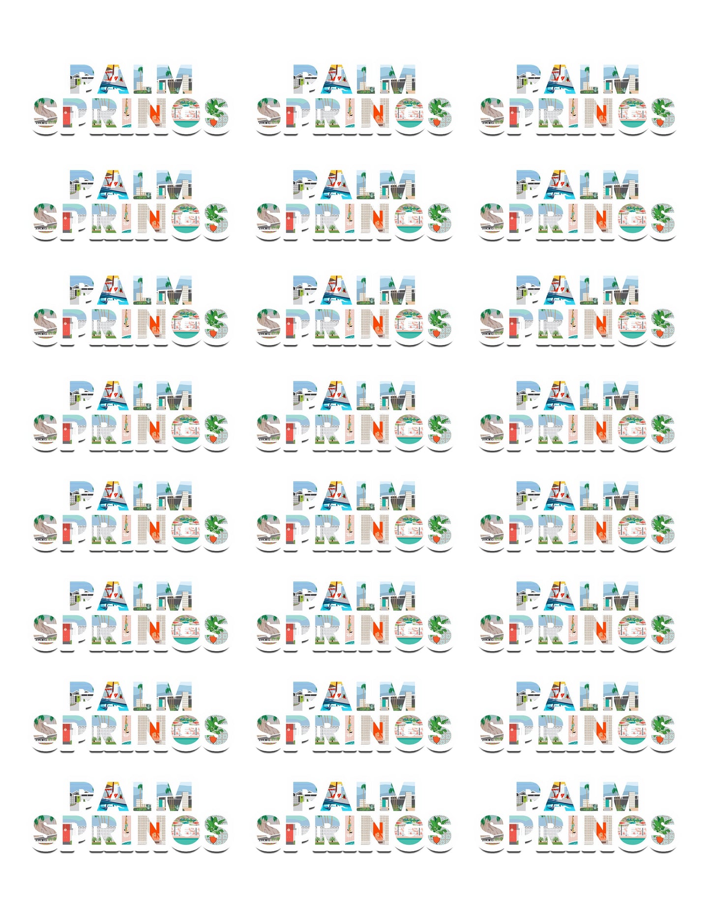 Palm Springs Word Art Sticker Set