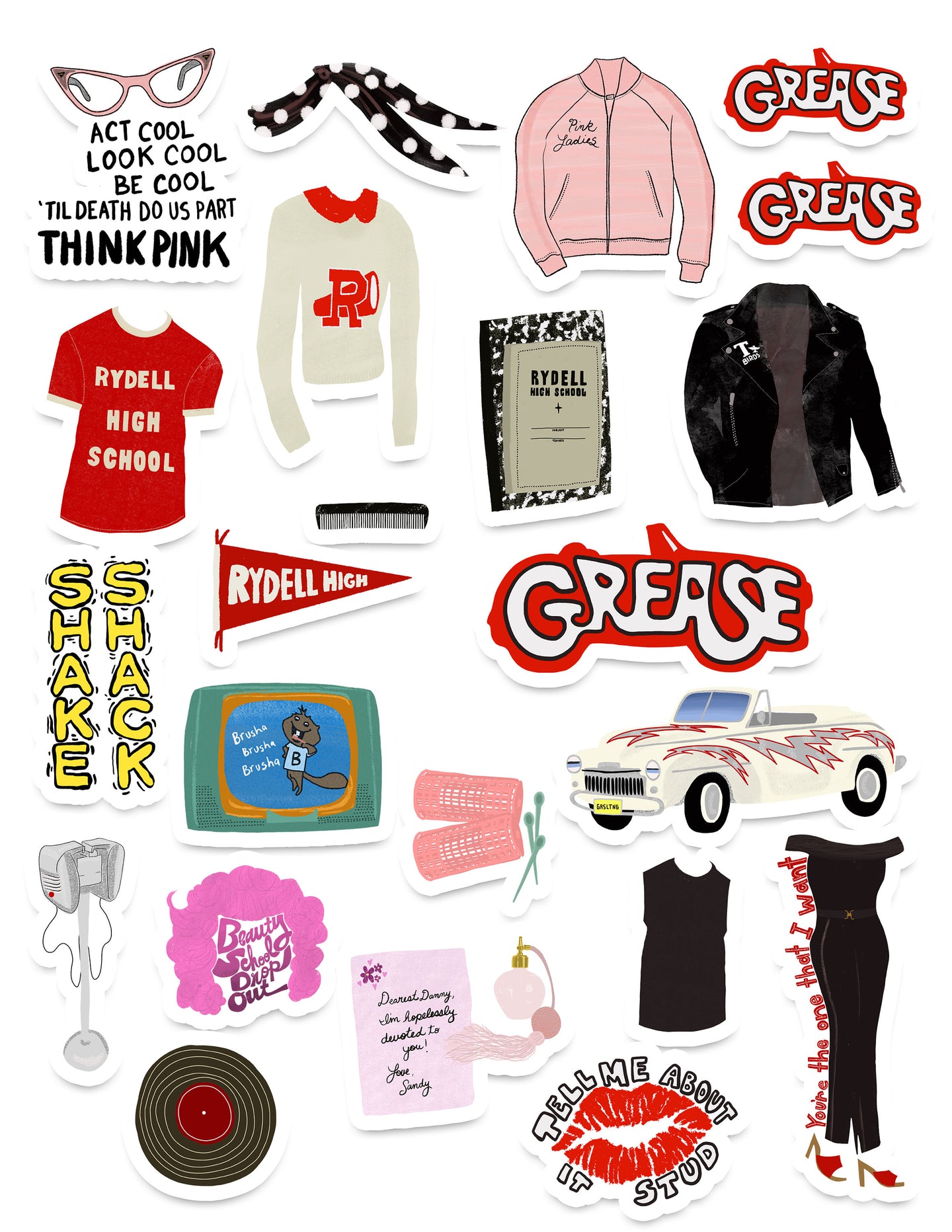 Grease Art Sticker Set #1