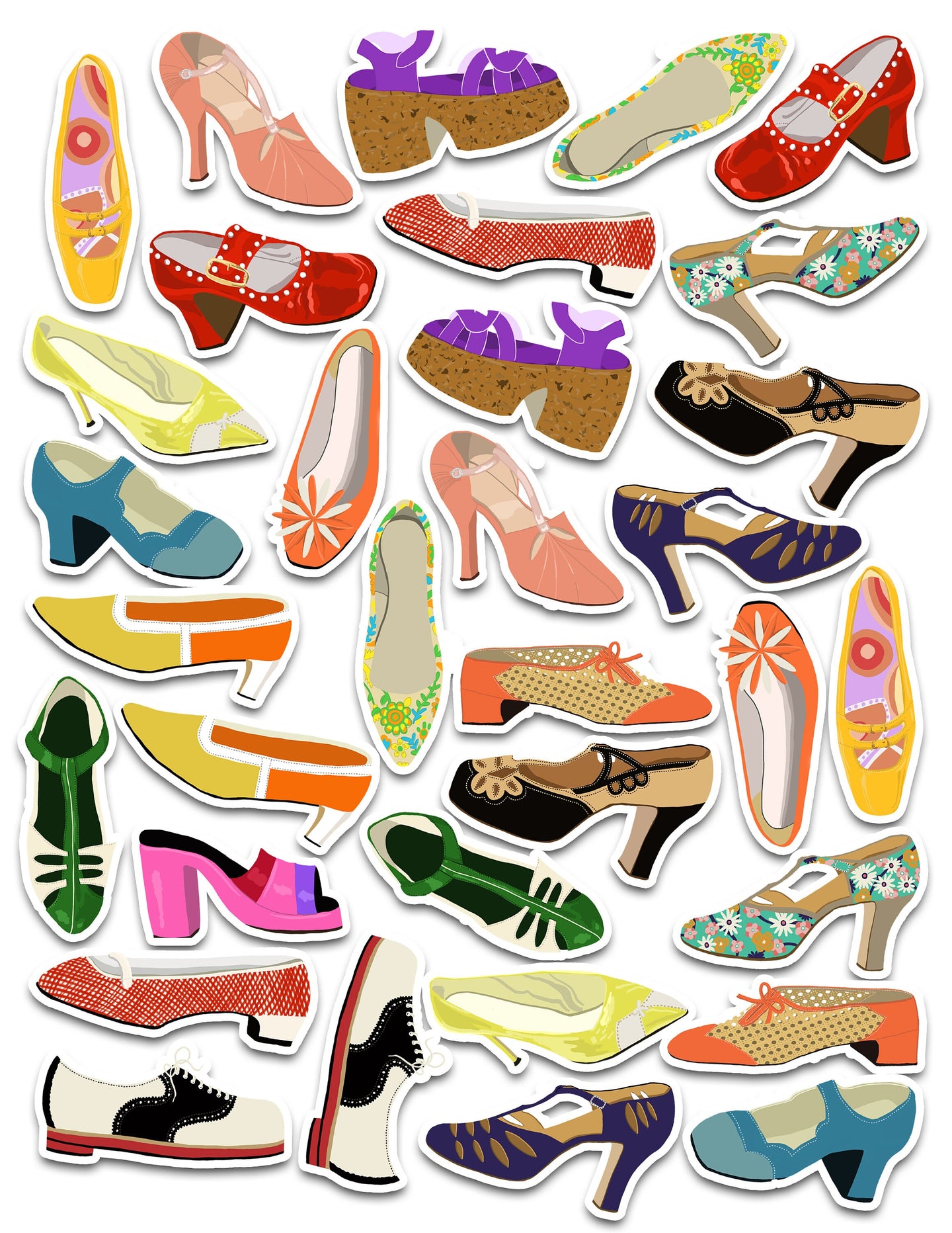 Vintage Shoe Collection Art Sticker Set