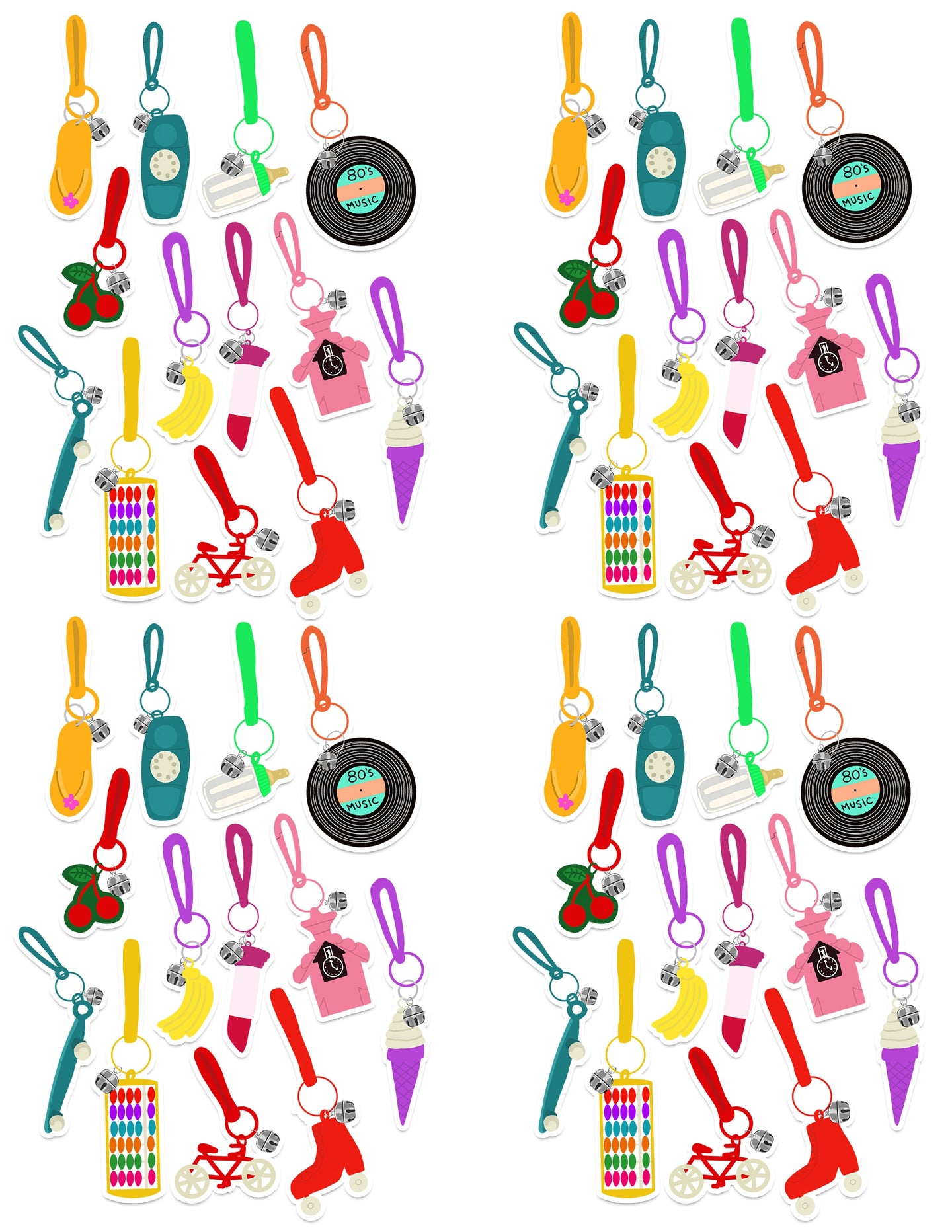 80's Charms Art Sticker Set