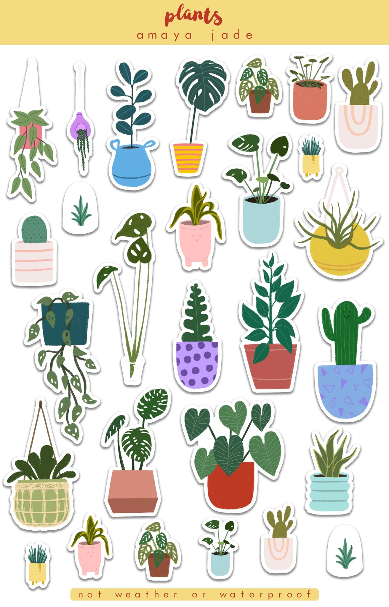 sheet pots for plants Plants in Colorful Pots Sticker Sheet – Amaya Jade and Co