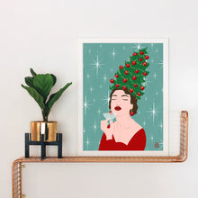 Load image into Gallery viewer, Vintage Christmas Tree Hair Model Art Print
