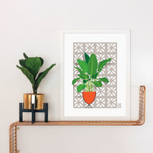 Load image into Gallery viewer, Breeze Block with Mid Century Modern Plant Print
