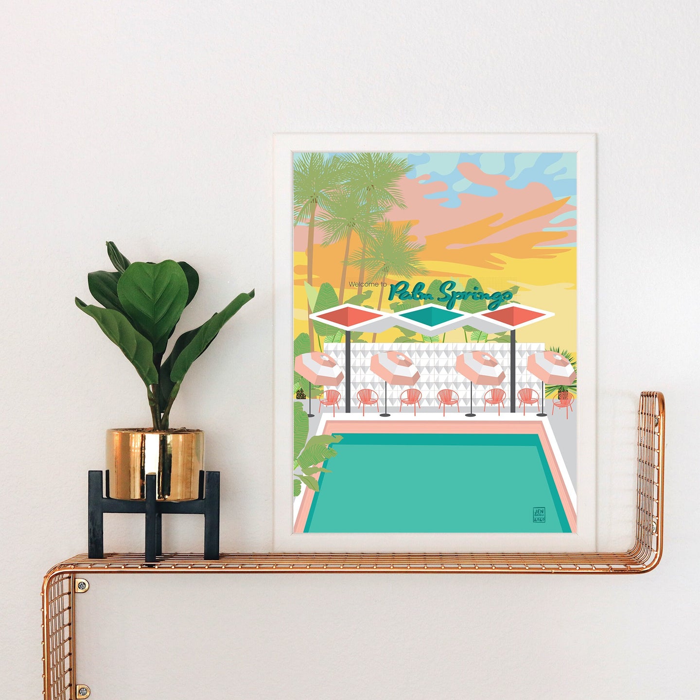 Palm Springs Pool Sunset Art Print