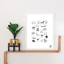 Load image into Gallery viewer, Mid Century Modern Chairs Ink Print
