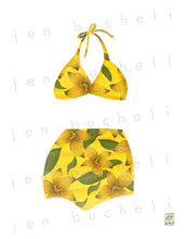 Load image into Gallery viewer, Vintage Yellow Floral Bathing Suit Art Print
