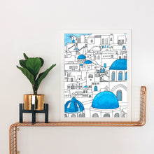Load image into Gallery viewer, Santorini Watercolor and Ink Print
