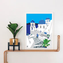 Load image into Gallery viewer, Santorini Blue and White Art Print
