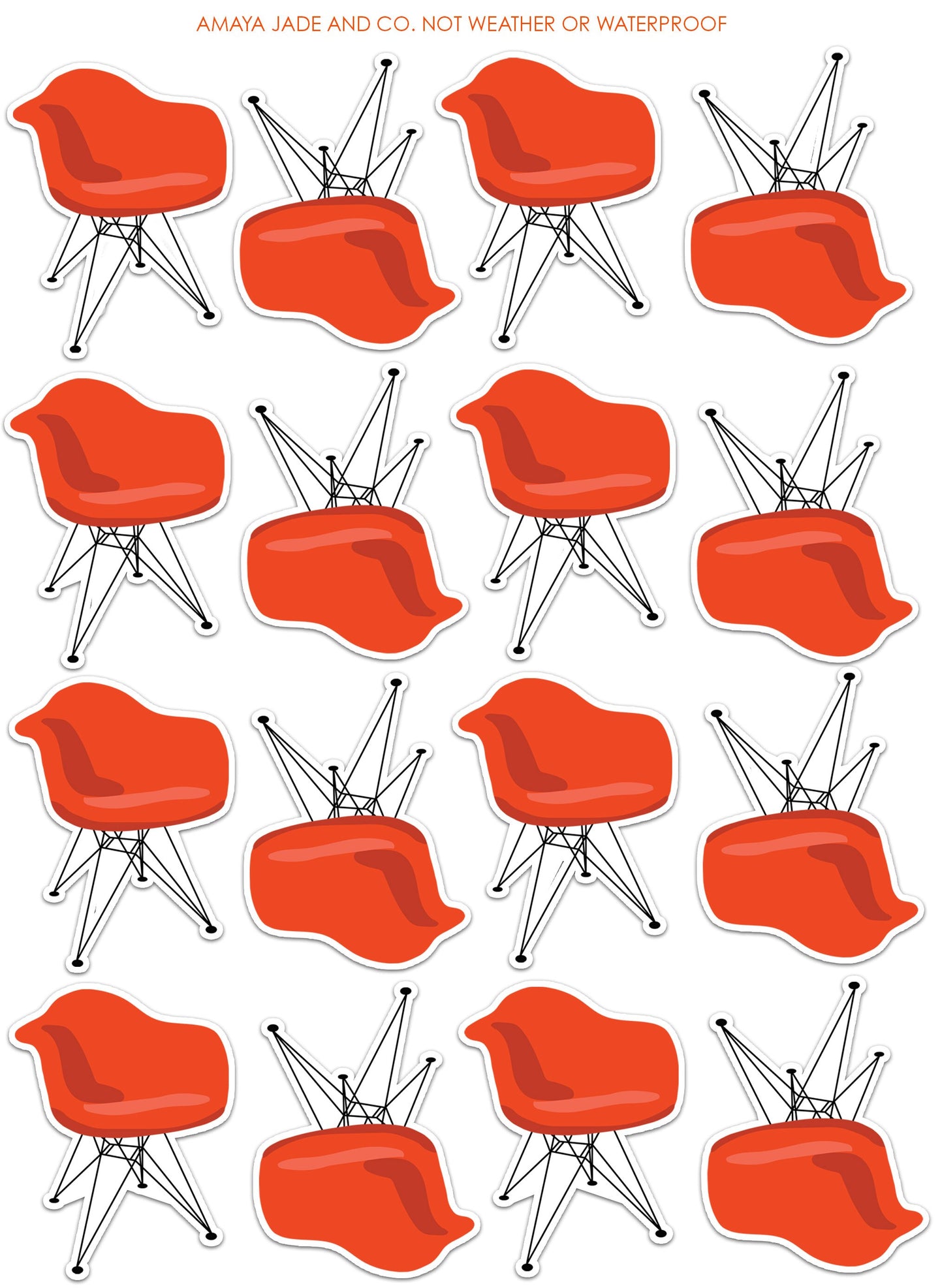 Orange Mod Chair Art Sticker Set