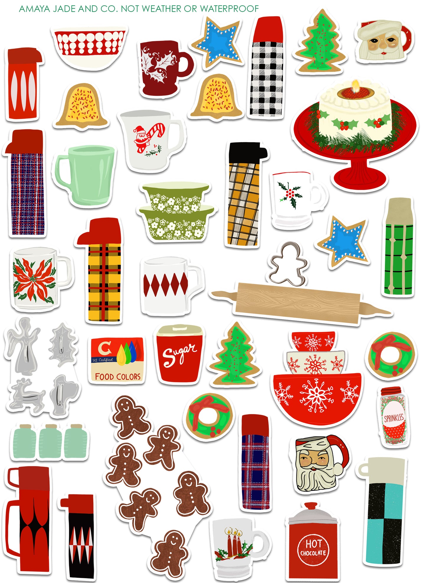 Christmas Baking and Hot Drinks Art Sticker Set