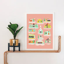 Load image into Gallery viewer, Putz Houses Snow Village Art Print
