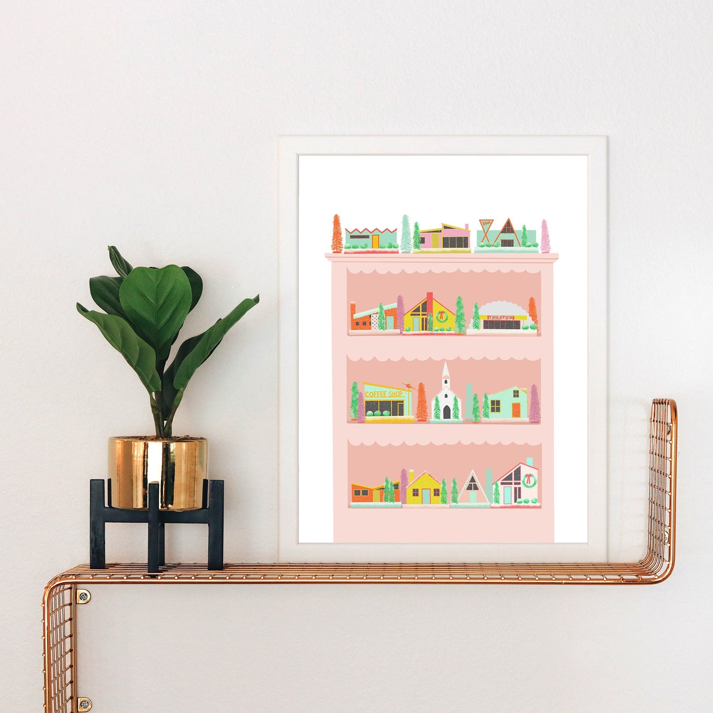 Putz Houses Shelf Art Print
