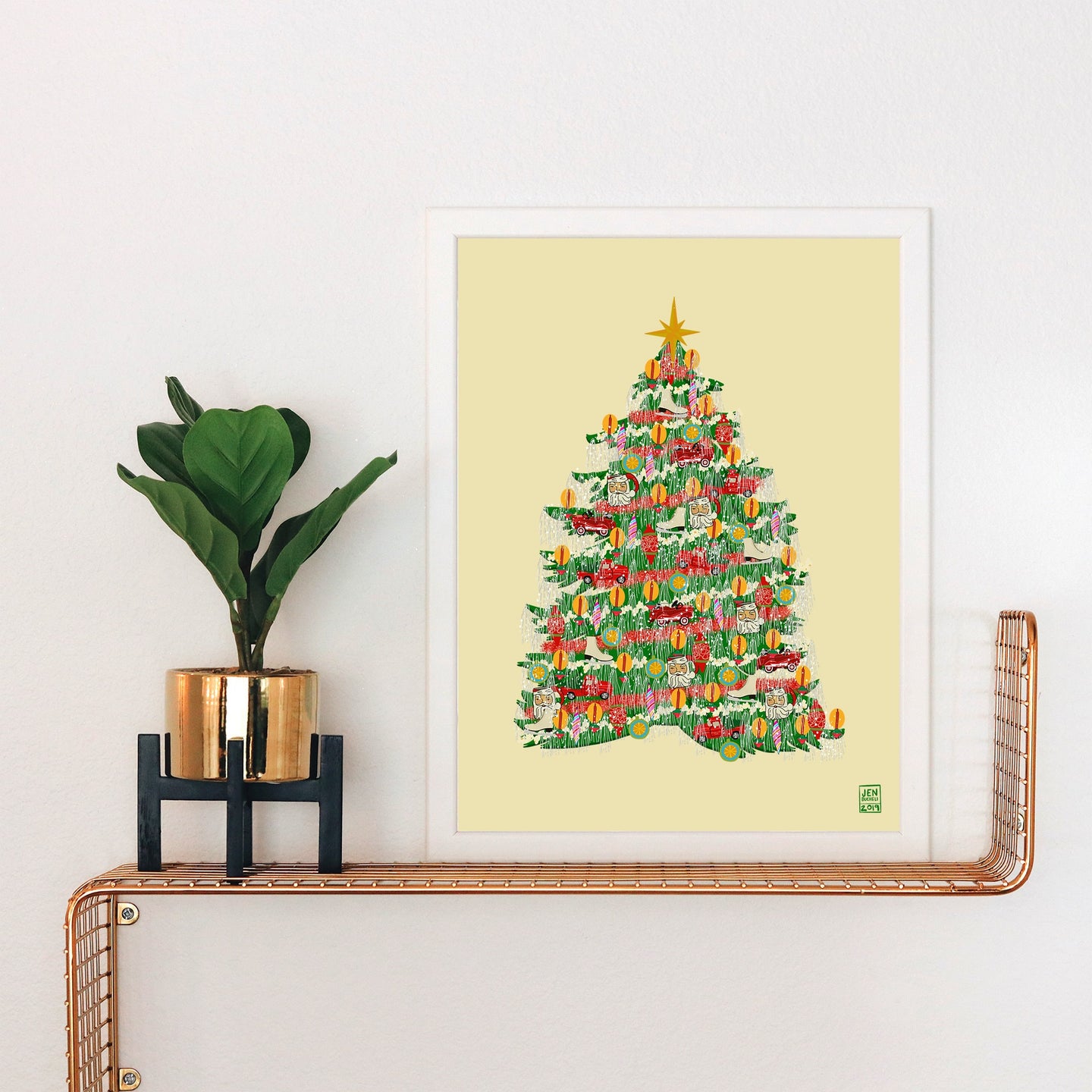 Tinsel Overload Christmas Tree Art Print
