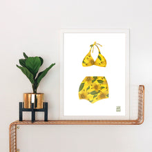 Load image into Gallery viewer, Vintage Yellow Floral Bathing Suit Art Print
