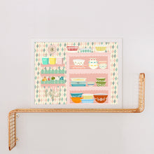 Load image into Gallery viewer, Pink Kitchen Dishware Shelf Art Print
