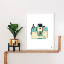 Load image into Gallery viewer, Turquoise Vintage Camera Art Print
