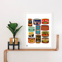 Load image into Gallery viewer, Vintage Coffee Tins Art Print

