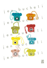 Load image into Gallery viewer, Retro Rotary Phones Collage Print
