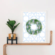 Load image into Gallery viewer, Chinoiserie Christmas Wreath with Urns Art Print
