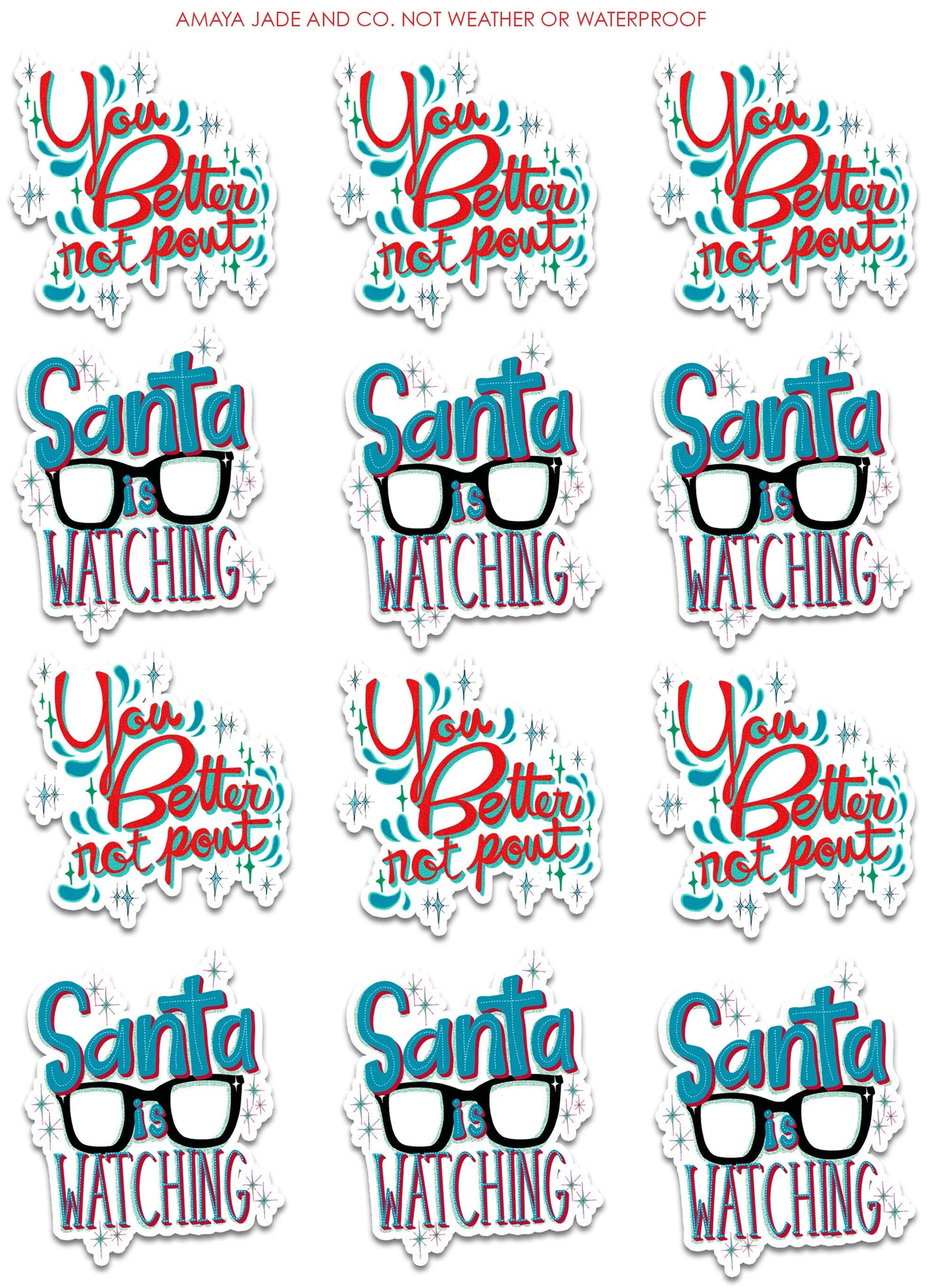You Better Not Pout and Santa is Watching Sticker Set