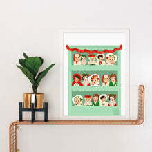 Load image into Gallery viewer, Christmas Lady Head Vases Shelf Art Print
