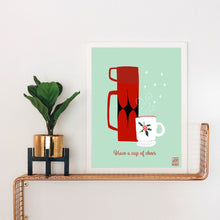 Load image into Gallery viewer, Have a Cup of Cheer Thermos and Vintage Mug Art Print
