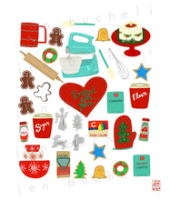 Load image into Gallery viewer, Baking Christmas Cookies cards w/envelopes Set of 6
