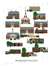 Load image into Gallery viewer, MacMurray College Campus Buildings Art Print

