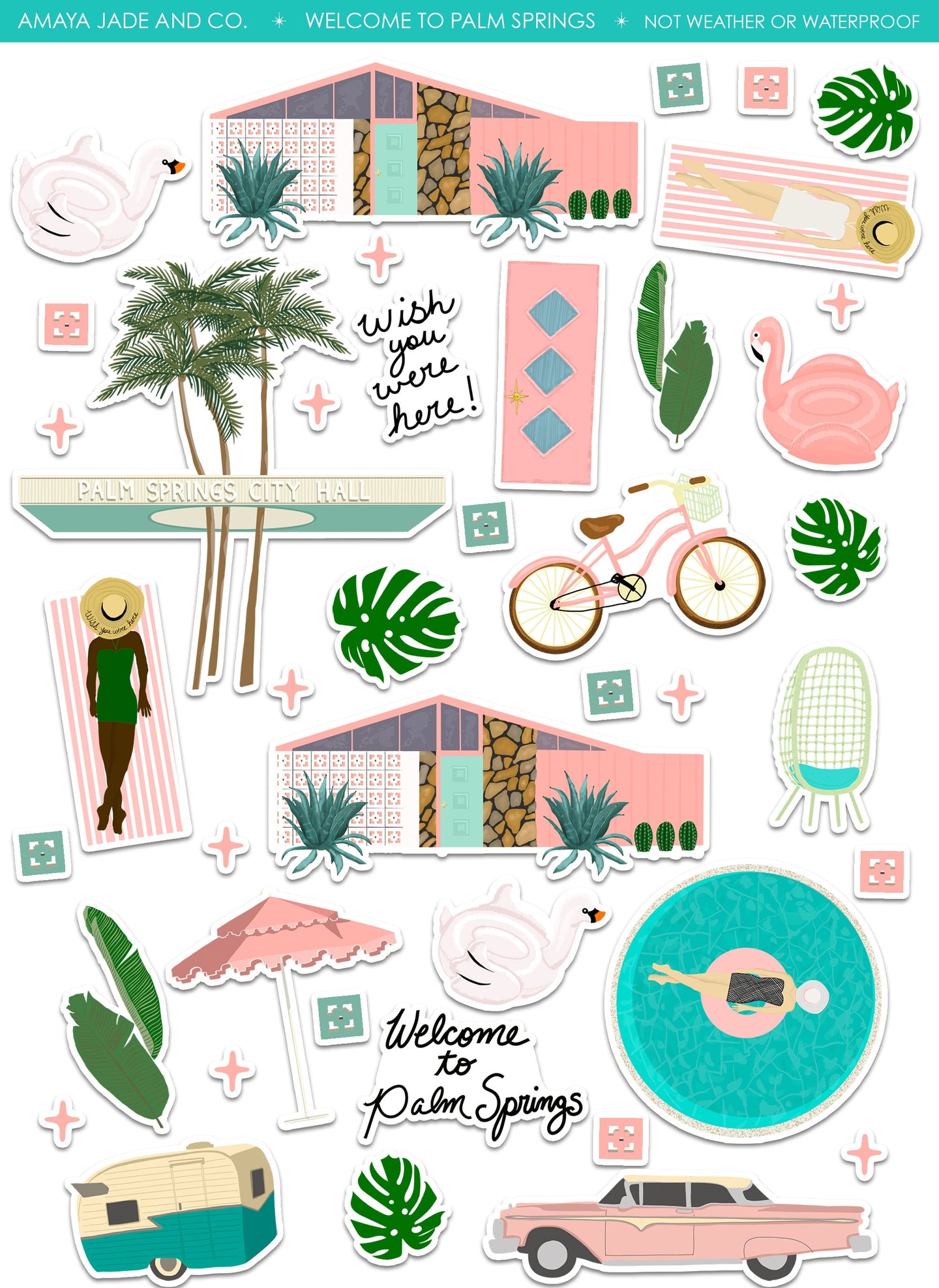 Welcome to Palm Springs Art Sticker Set