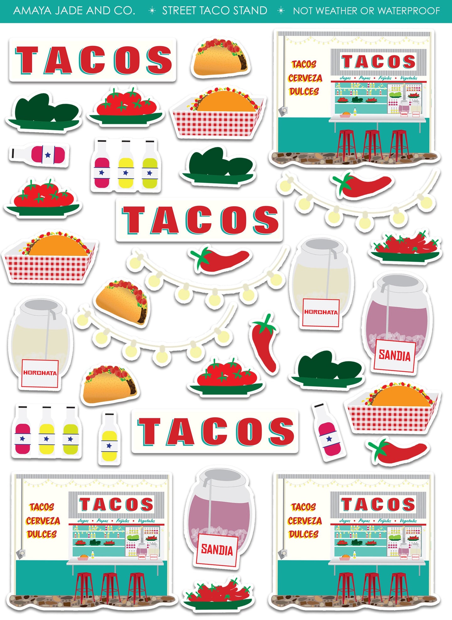 Street Taco Stand Art Sticker Set