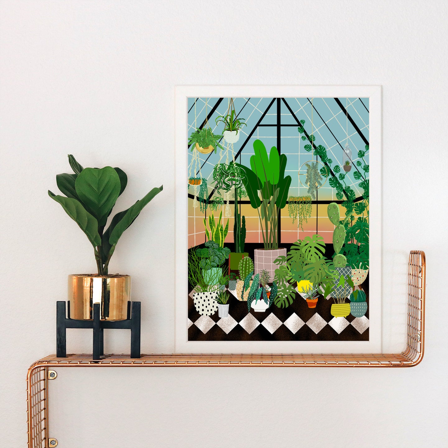 Sunset Greenhouse Art Print