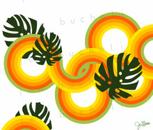 Load image into Gallery viewer, 70&#39;s Circles and Monstera Art Print

