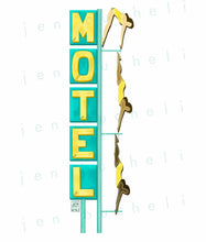 Load image into Gallery viewer, Vintage Motel Sign with Diving Ladies Art Print
