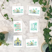 Load image into Gallery viewer, Art Deco Buildings Card w/envelopes Set Note cards Set of 6
