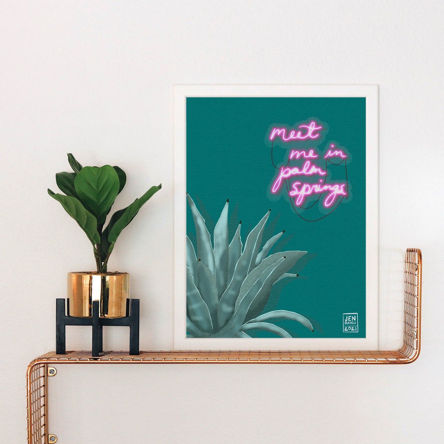 Meet Me In Palm Springs Neon Sign Art Print