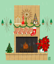 Load image into Gallery viewer, Mod Christmas Fireplace Art Print
