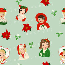Load image into Gallery viewer, Christmas Lady Head Vases Specialty Art Wrapping Paper One of a Kind
